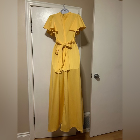 Joseph Ribkoff - 1970s Vintage Flutter Sleeve Maxi - Picture 3 of 11